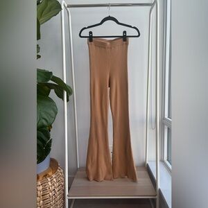 FOREVER 21 | Ribbed Knit Flare Knit Pants Tan S
